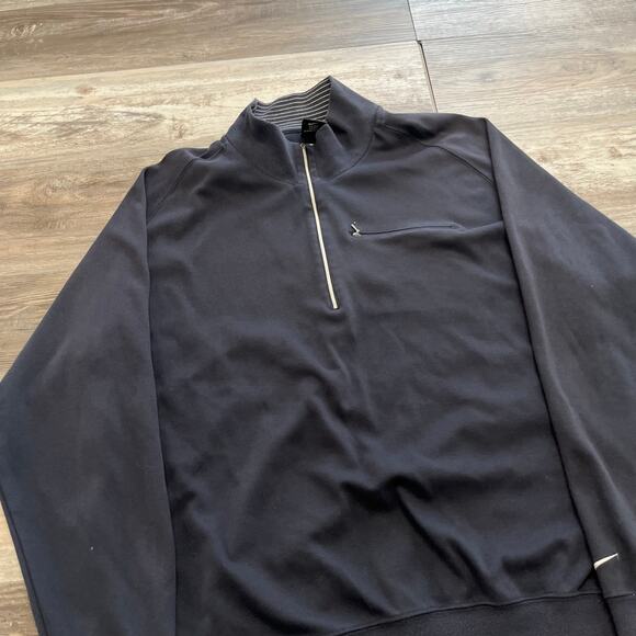 Vintage Y2K 2000's Nike Black Mens XL Quarter Zip Athletic Mini Swoosh Pullover - Picture 1 of 9